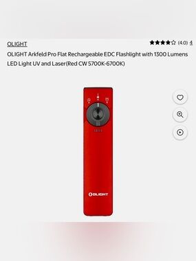 🟥 Olight Arkfeld Pro Flat Rechargeable EDC Flashlight - Red